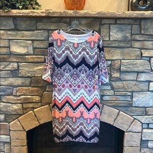 Like New Studio One NY Multicolor Chevron Pattern Dress - Size L.